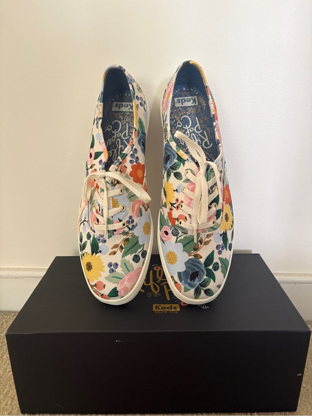Keds Floral Canvas Sneakers - Cream with Multi-Color Flowers, Rifle Paper Co